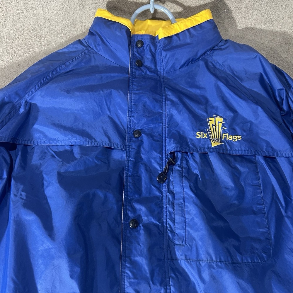 Vintage Six Flags Weatherproof Employee Windbreaker Jacket Mens XXL Blue